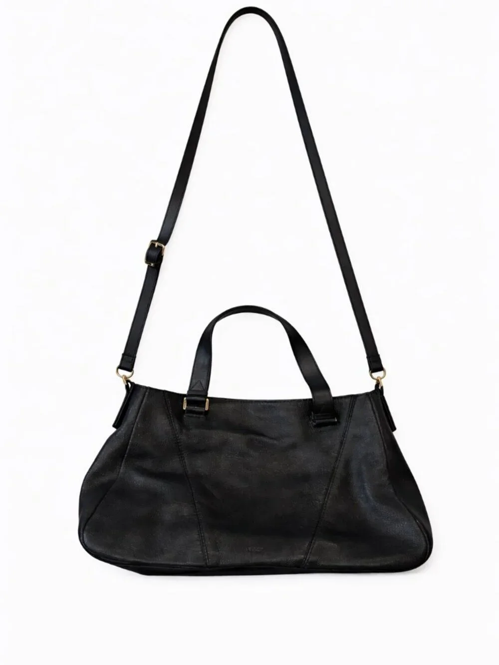 Vince Black Leather Shoulder Tote with Adjustable Strap